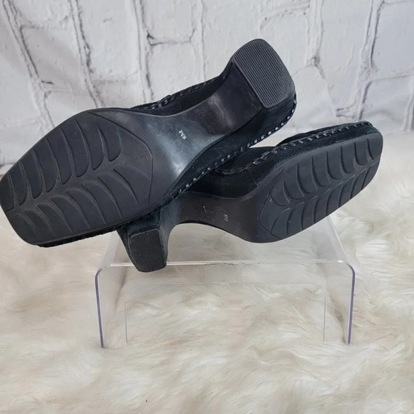 Linea Paolo Womens Suede Leather Square Toe Chunky Heel Black Mid-Calf Boot Chic - Picture 11 of 12